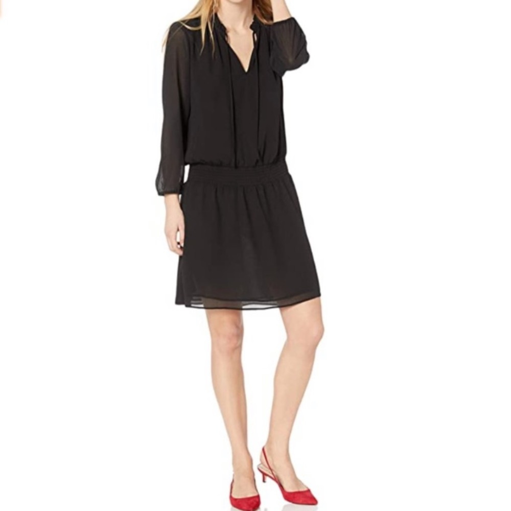 J.Crew Mercantile Long Sleeve Black Tie Front Dress NWT